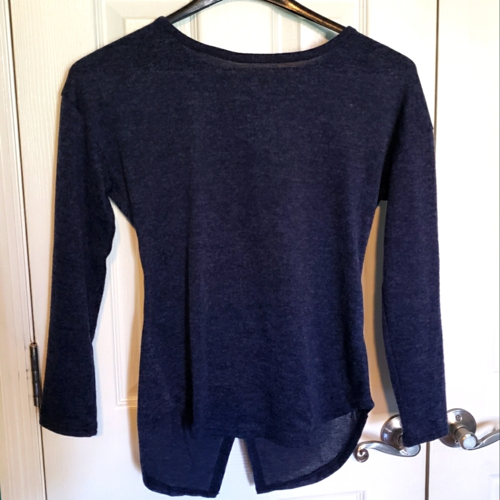 Women's Mine Blue Long Sleeve Shirt With Bows, size S